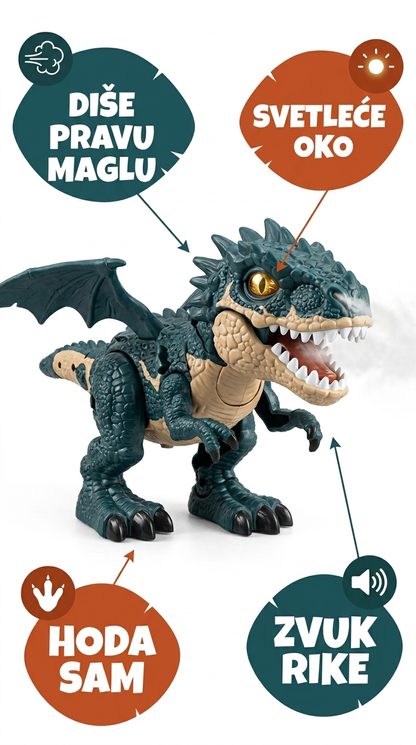Električni dinosaurus zmaj — infografika sa karakteristikama